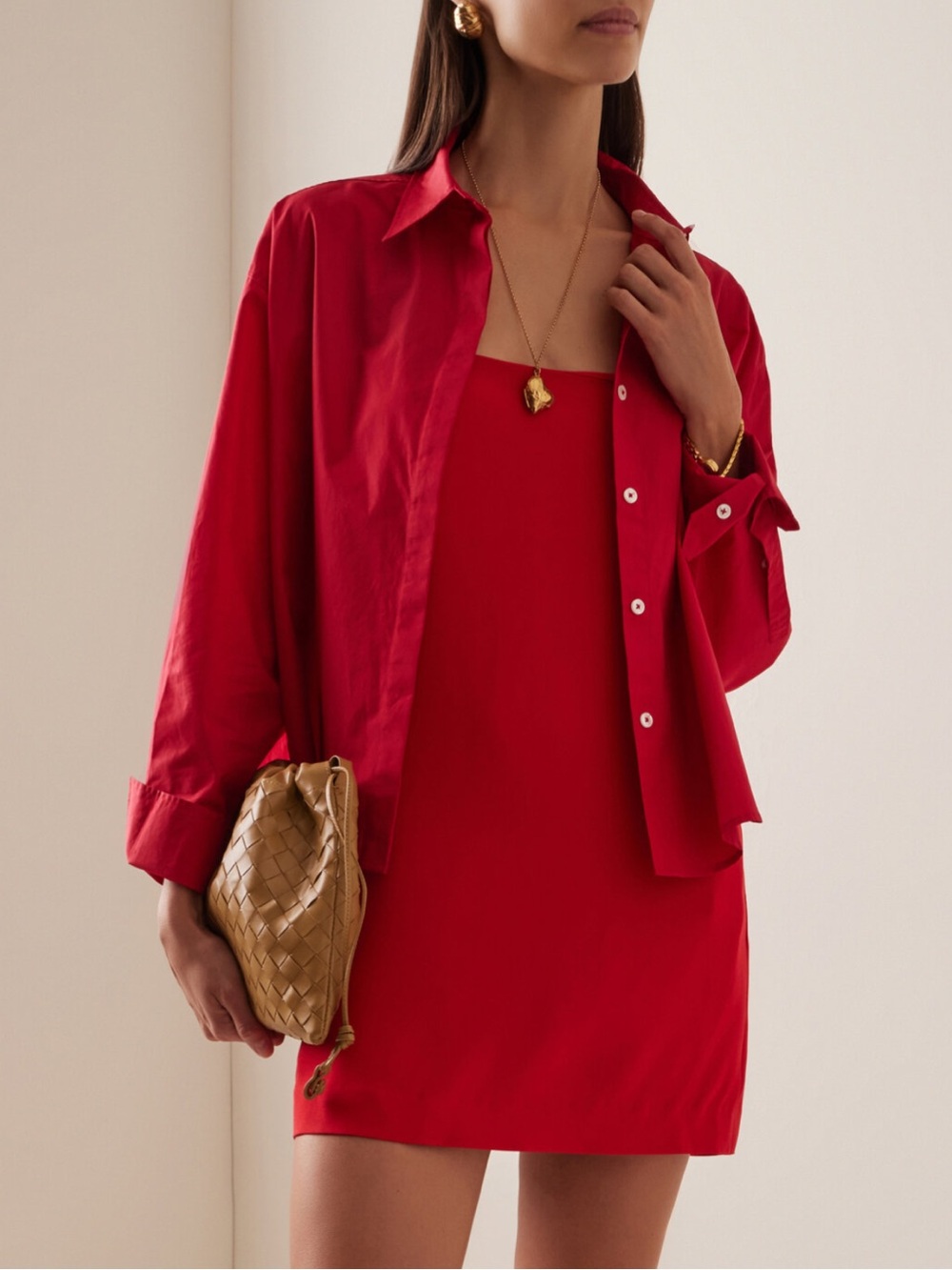 Yaitte Paros silk crepe mini dress, Red, Medium - Picture 5 of 9
